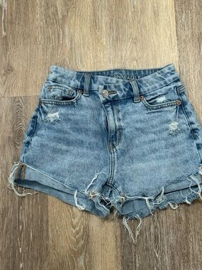 American Eagle Outfitters Light Blue Distressed Denim Shorts • 000